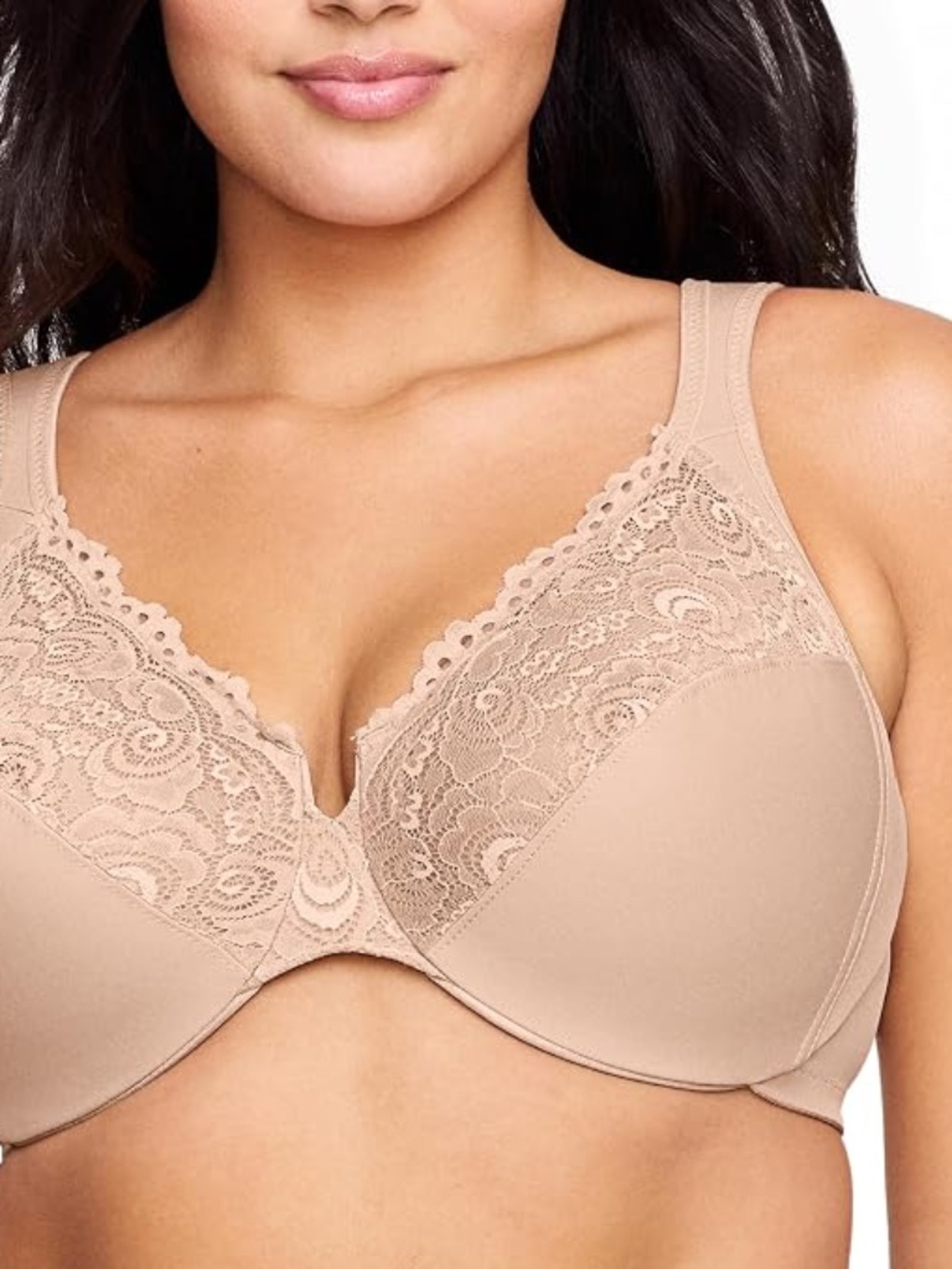 NWT 36G Glamorise Women's Low Cut Wonderwire Lace Bra Underwire